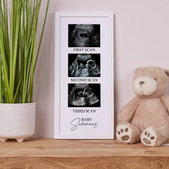 Personalised Baby Scan Photo Frame With Multi aperture Three Photos