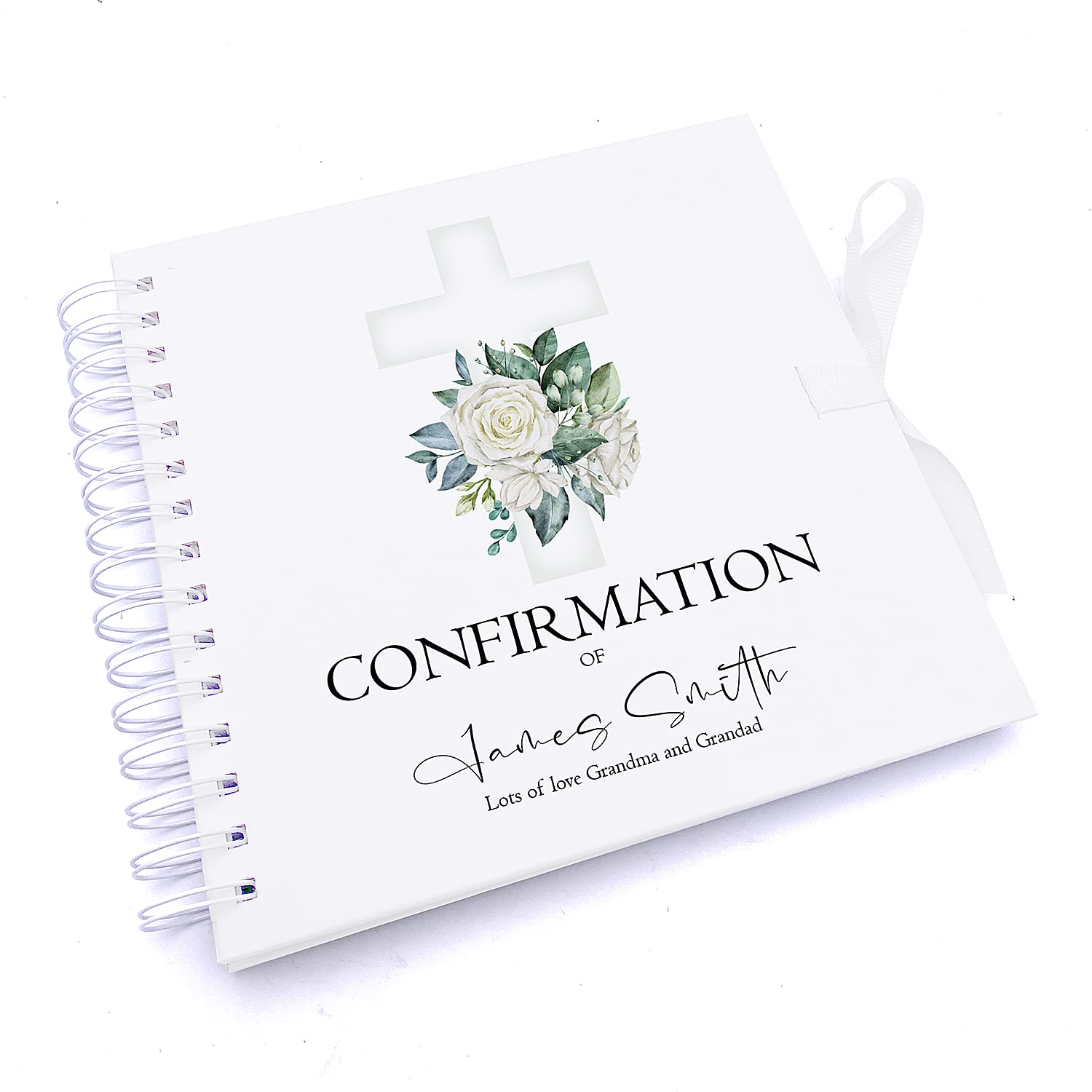 Personalised Confirmation Green Cross Guestbook Scrapbook Photo Album