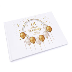 Personalised 18th Birthday Guest Book With Gold Balloons