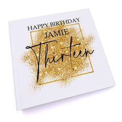 Personalised 13th Birthday Photo Album Gift With Gold Sparkles Design