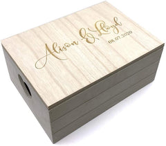 ukgiftstoreonline Personalised Antique Wooden Names and Date Keepsake Memory Box Gift