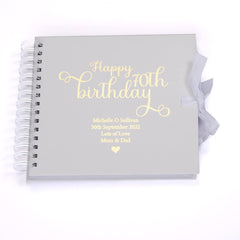 Personalised 70th Birthday Scrapbook Photo Album or Guest Book Gift