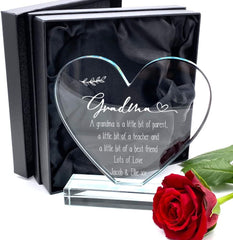 ukgiftstoreonline Personalised Grandma Sentiment Gift Large Jade Glass Heart