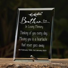 Brother In Loving Memory Personalised Memorial Funeral Glass Plaque