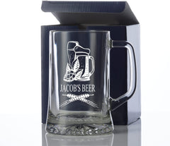ukgiftstoreonline Personalised Any Name Engraved Pint Glass Beer Tankard Gift Hop Design Gift for Him