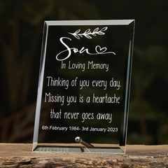 Son In Loving Memory Personalised Memorial Funeral Glass Plaque