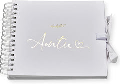 Auntie White Scrapbook Photo album With Gold Script Leaf Design