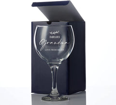 Personalised Grandma Gin and Tonic Glass with Sentiment Gift Boxed