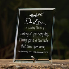 Dad In Loving Memory Personalised Memorial Funeral Glass Plaque