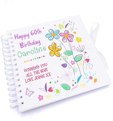 Personalised Birthday Scrapbook Photo Album Colourful Flowers Design