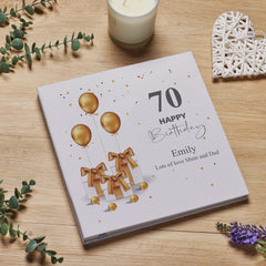 Personalised Large Linen 70th Birthday Photo Album With Presents.