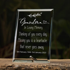 Grandma In Loving Memory Personalised Memorial Funeral Glass Plaque