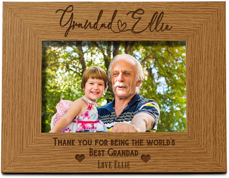 Personalised Best Grandad With Name Landscape Photo Frame Gift