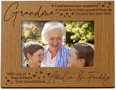 Personalised Grandma Photo Frame Gift with hugs and kisses