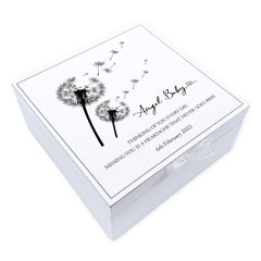 ukgiftstoreonline Personalised Baby Memorial Remembrance Vintage Wooden Keepsake Box With Dandelions CGUV-91