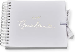 Grandma White Scrapbook Photo album With Gold Script Leaf Design