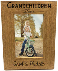 ukgiftstoreonline Personalised Grandchildren Elegant Style Photo Frame Gift Oak Wood Finish