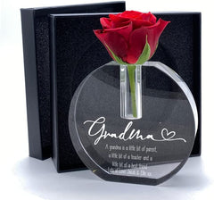 Engraved Grandma Crystal Glass Flower Vase Gift Present