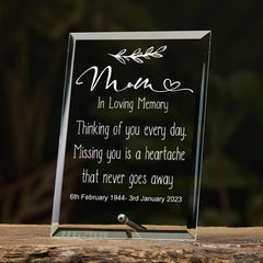 Mum In Loving Memory Personalised Memorial Funeral Glass Plaque