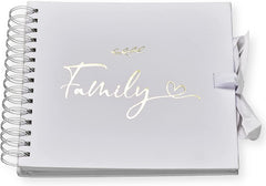 Family White Scrapbook Photo album With Gold Script Leaf Design