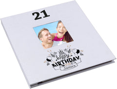 Personalised Large Birthday Photo Album Linen Hardcover Any Age