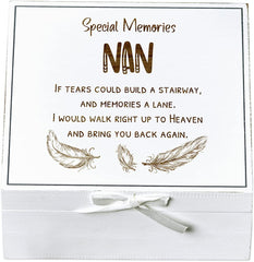 ukgiftstoreonline Nan Remembrance Memory White Keepsake Box With Feather Design