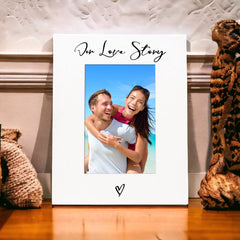 White 6x4 Portrait Picture Photo Frame Love Story Heart