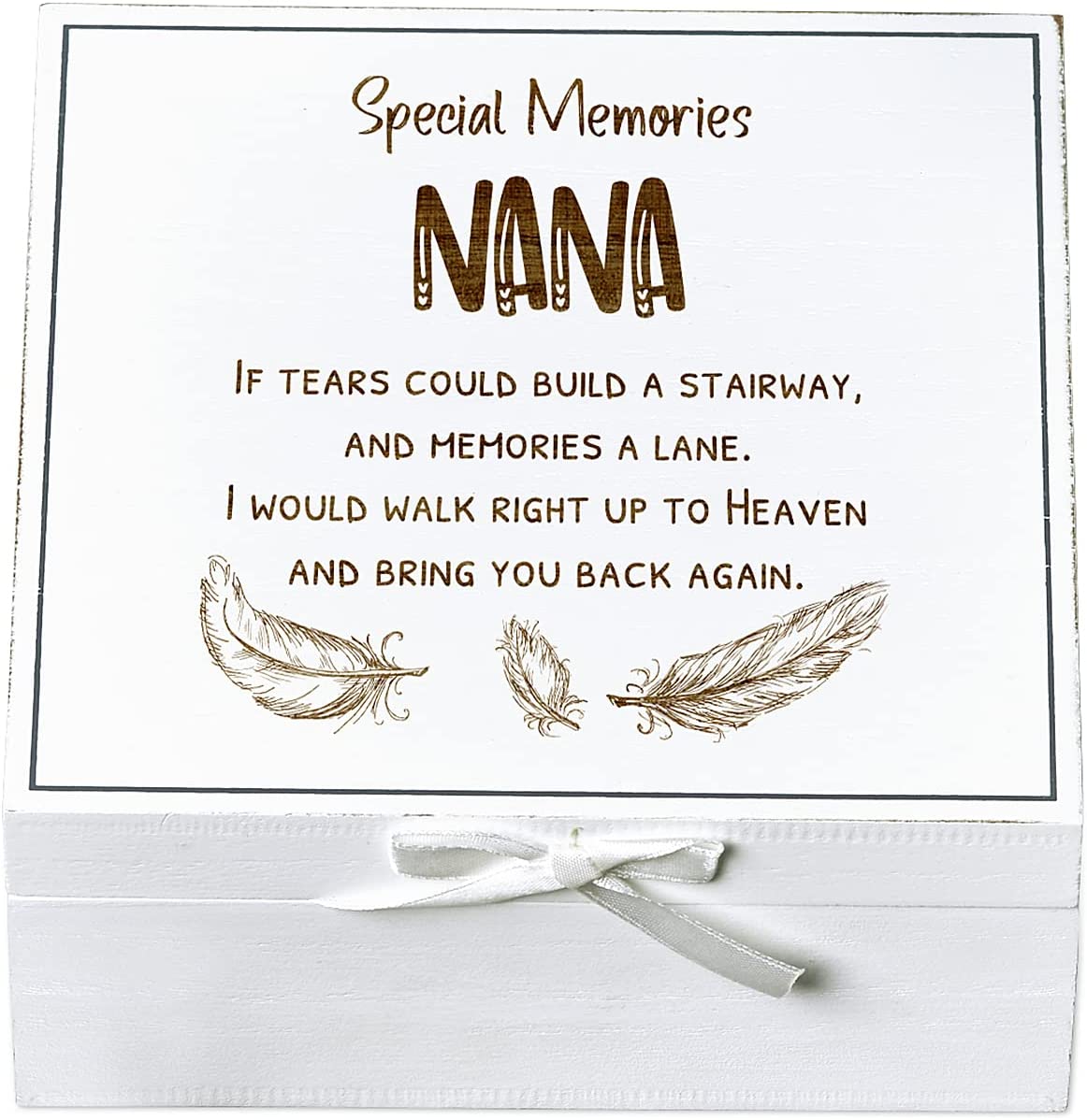 ukgiftstoreonline Nana Remembrance Memory White Keepsake Box With Feather Design