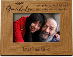 Personalised Grandad Sentiment Wooden Photo Frame Gift FW759