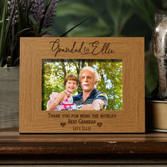 Personalised Best Grandad With Name Landscape Photo Frame Gift