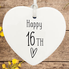 ukgiftstoreonline 16th Birthday ornament, 16th keepsake, 16th ceramic heart gift