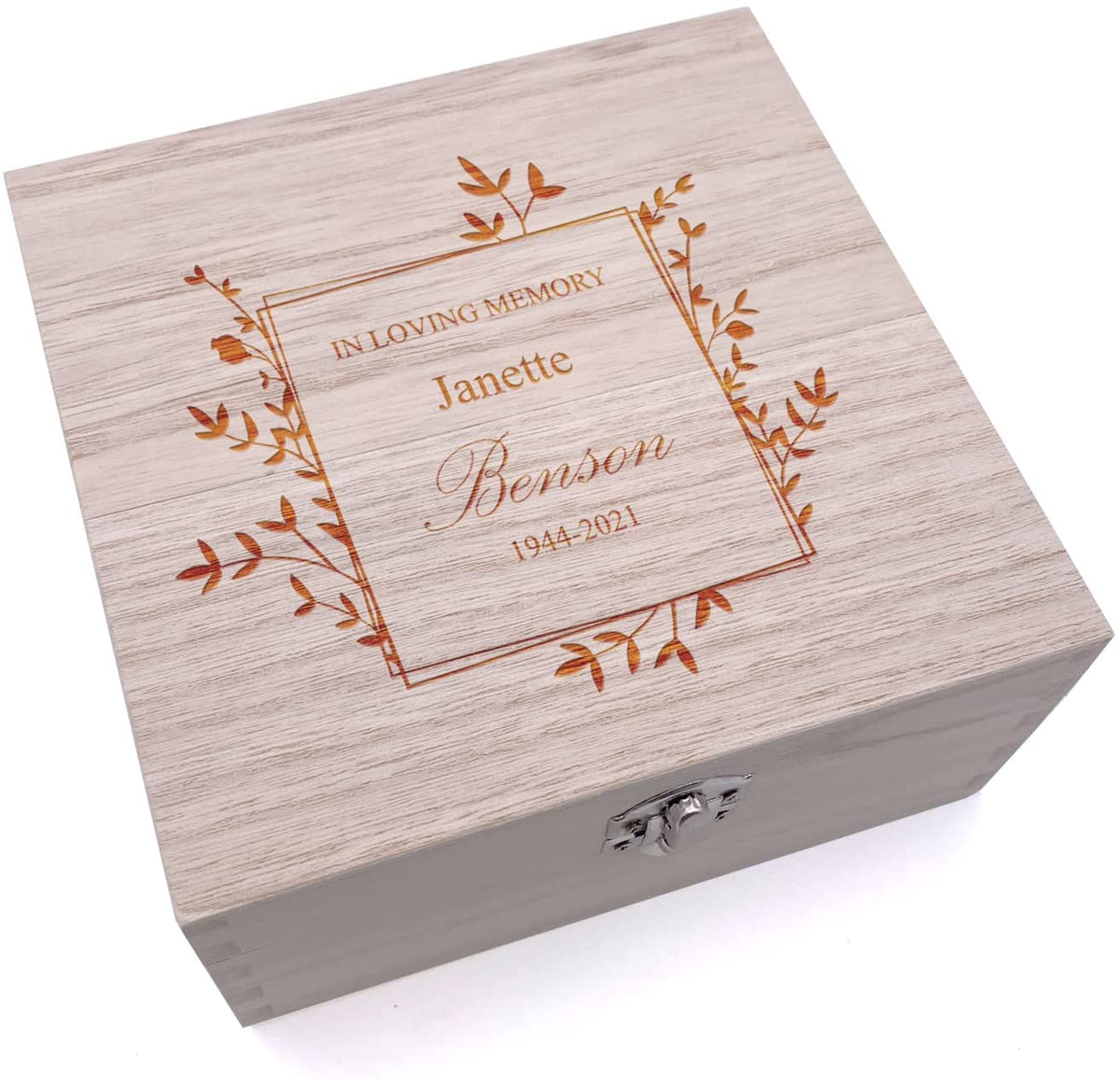 Personalised In Loving Memory Keepsake Box Gift With Leaf Design