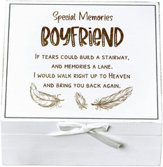 ukgiftstoreonline Boyfriend Remembrance Memory White Keepsake Box With Feather Design