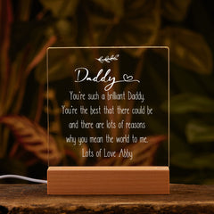 Personalised Daddy Sentiment LED Night Lamp Keepsake Gift