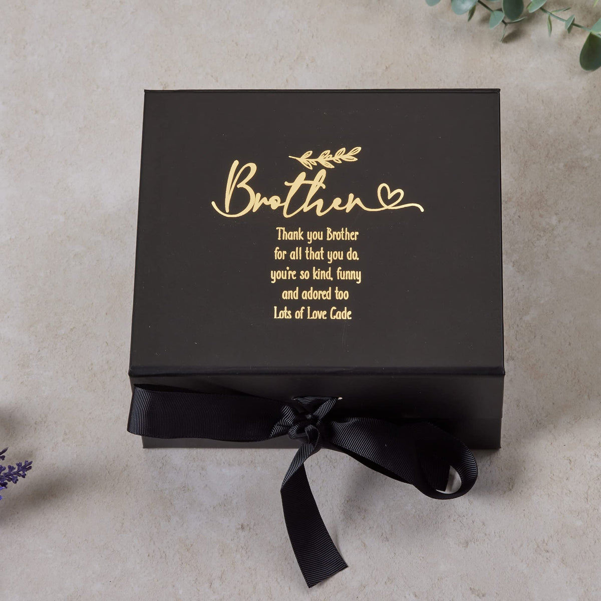 ukgiftstoreonline Personalised Brother Black Gift Box With Gold Leaf