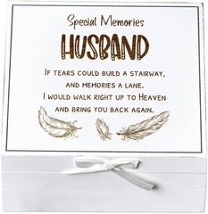 ukgiftstoreonline Husband Remembrance White Keepsake Box With Feather Design