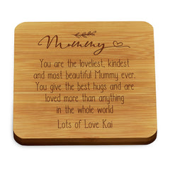 Personalised Mummy Sentiment Gift Wood Drink Coaster Gift