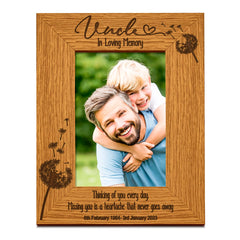 Uncle Remembrance Photo Frame Personalised Portrait With Dandelions