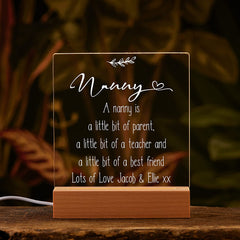 Personalised Nanny Sentiment LED Night Lamp Keepsake