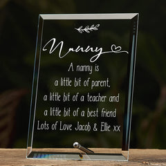 Personalised Nanny Keepsake Gift Glass Plaque With Sentiment