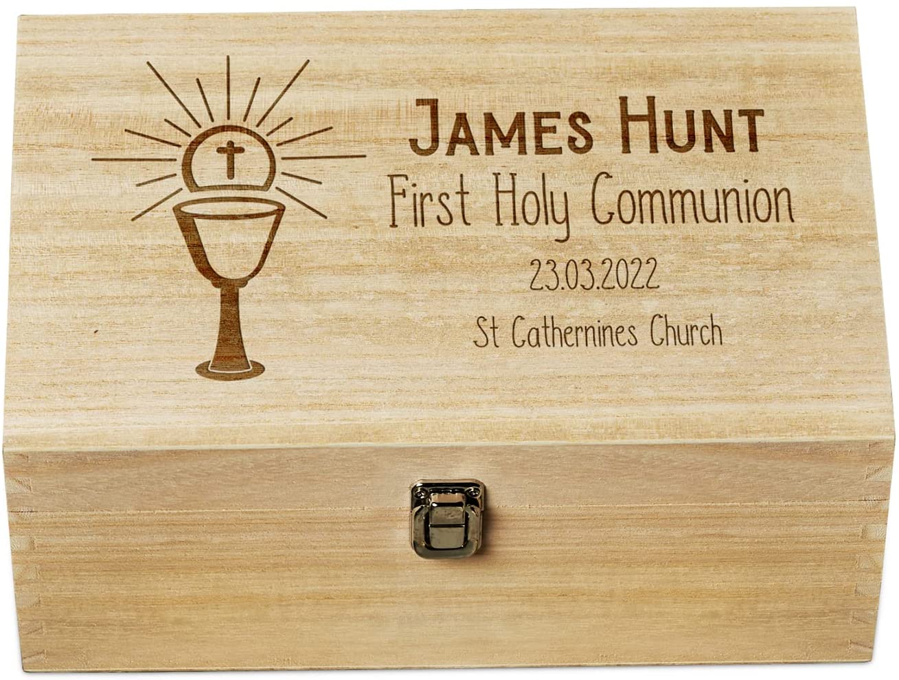 Personalised Communion Memory Keepsake Box With Holy Host