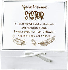 ukgiftstoreonline Sister Remembrance Memory White Keepsake Box With Feather Design