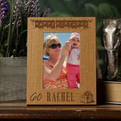 Personalised 60th Birthday Photo Frame Gift with Balloons Portrait