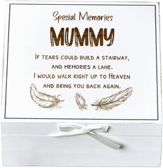 ukgiftstoreonline Mummy Remembrance Memory White Keepsake Box With Feather Design