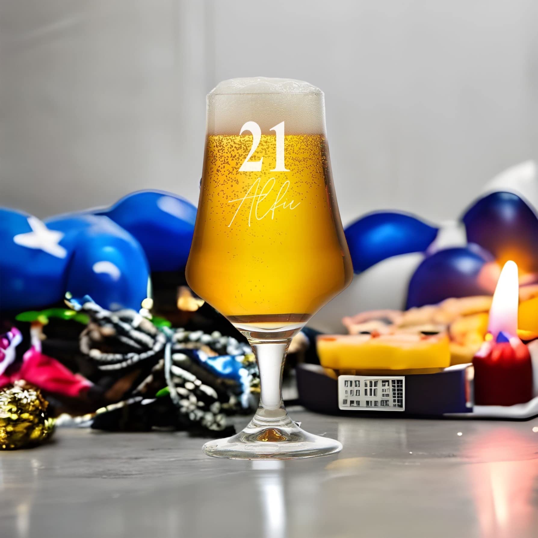 ukgiftstoreonline Personalised Birthday Craft Beer Glass Gift for Him 18th, 21st, 30th, 40th, 50th, 60th, 70th, 80th