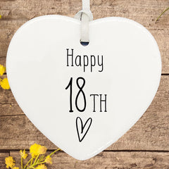 ukgiftstoreonline 18th Birthday ornament, 18th keepsake, 18th ceramic heart gift