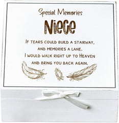 ukgiftstoreonline Niece Remembrance White Keepsake Box With Feather Design