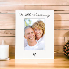 White 6x4 Portrait Picture Photo Frame 30th Anniversary Heart