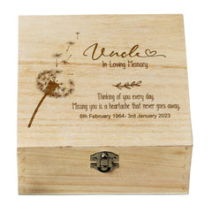 ukgiftstoreonline Personalised Uncle In Loving Memory Remembrance Keepsake Box With Dandelions