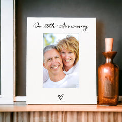 White 6x4 Portrait Picture Photo Frame 25th Anniversary Heart